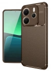 Newface Xiaomi Redmi Note 14 4G Kılıf Auto Focus Karbon Kapak - Kahverengi