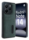 Newface Xiaomi Redmi Note 14 4G Kılıf Sara Kartvizitli Deri Kılıf - Koyu Yeşil
