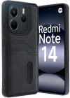 Newface Xiaomi Redmi Note 14 4G Kılıf Sara Kartvizitli Deri Kılıf - Siyah