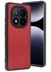 Newface Xiaomi Redmi Note 14 Pro 4G Kılıf Aras Deri Kapak - Kırmızı
