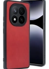 Newface Xiaomi Redmi Note 14 Pro 5G Kılıf Aras Deri Kapak - Kırmızı