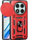 Newface Xiaomi Redmi Note 14 Pro 5G Kılıf Pars Lens Yüzüklü Silikon - Kırmızı