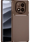Newface Xiaomi Redmi Note 14 Pro Plus Kılıf Auto Focus Karbon Kapak - Kahverengi