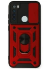 Newface Xiaomi Redmi Note 8 Kılıf Pars Lens Yüzüklü Silikon - Kırmızı