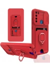 Newface Xiaomi Redmi Note 8 Kılıf Zuma Kartvizitli Yüzüklü Silikon - Kırmızı