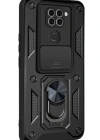 Newface Xiaomi Redmi Note 9 4G Kılıf Pars Lens Yüzüklü Silikon - Siyah