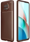 Newface Xiaomi Redmi Note 9 5G Kılıf Auto Focus Karbon Kapak - Kahverengi