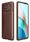 Newface Xiaomi Redmi Note 9 5G Kılıf Auto Focus Karbon Kapak - Kahverengi