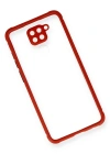 Newface Xiaomi Redmi Note 9 Kılıf Miami Şeffaf Silikon - Kırmızı