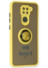 Newface Xiaomi Redmi Note 9 Kılıf Montreal Yüzüklü Silikon Kapak - Sarı