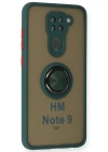 Newface Xiaomi Redmi Note 9 Kılıf Montreal Yüzüklü Silikon Kapak - Yeşil