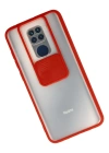 Newface Xiaomi Redmi Note 9 Kılıf Palm Buzlu Kamera Sürgülü Silikon - Kırmızı