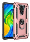 Newface Xiaomi Redmi Note 9 Kılıf Sofya Yüzüklü Silikon Kapak - Rose