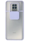 Newface Xiaomi Redmi Note 9 Pro Kılıf Palm Buzlu Kamera Sürgülü Silikon - Lila