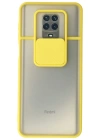 Newface Xiaomi Redmi Note 9 Pro Kılıf Palm Buzlu Kamera Sürgülü Silikon - Sarı