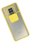 Newface Xiaomi Redmi Note 9 Pro Kılıf Palm Buzlu Kamera Sürgülü Silikon - Sarı