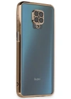 Newface Xiaomi Redmi Note 9 Pro Kılıf Razer Lensli Silikon - Gold