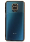 Newface Xiaomi Redmi Note 9 Pro Kılıf Razer Lensli Silikon - Gold
