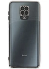 Newface Xiaomi Redmi Note 9 Pro Kılıf Razer Lensli Silikon - Gümüş