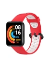 Newface Xiaomi Redmi Watch 2 Spor Delikli Kordon - Kırmızı-Beyaz