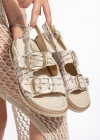 Olira Bej Simli Kemerli Sandalet