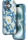 Onegif iPhone 16 Flower Series Magsafe Kapak - Mavi