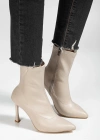 Orjen Bej Cilt Streç Topuklu Bot