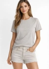 Osy Modal yumuşak dokulu Kumaş Kadın Bisiklet Yaka T-shirt - Gri