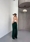 Osy Modal Yumuşak Dokulu Kumaş Nakış işlemeli Rahat Bol Paça Eşofman Pantalon - Yeşil