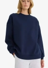 Oversize Geniş Kalıp Bisiklet Yaka Basic Düz Kalın Sweatshirt