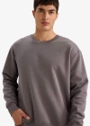 Oversize Geniş Kalıp Bisiklet Yaka Kalın Basic Düz Sweatshirt T5139AZ24AU