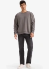 Oversize Geniş Kalıp Bisiklet Yaka Kalın Basic Düz Sweatshirt T5139AZ24AU