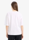 Oversize Geniş Kalıp Bisiklet Yaka Penye Basic Düz Kısa Kollu Beyaz Tişört