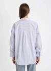 Oversize Geniş Kalıp Çizgili Oxford Uzun Kollu Gömlek