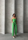 Palazzo pantolonlu alt üst takım yeşil