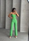Palazzo pantolonlu alt üst takım yeşil