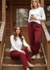 Peluşlu pijama alt bordo nr