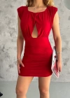 Pencereli mini mikro elbise s3843