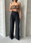 Pileli keten pantolon s255046