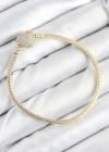Pirinç Charm Zirkon Taşlı Kalp Model Gold Renk Kadın Bileklik