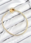 Pirinç Charm Zirkon Taşlı Kalp Model Gold Renk Kadın Bileklik