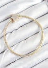 Pirinç Charm Zirkon Taşlı Yıldız Model Gold Renk Kadın Bileklik