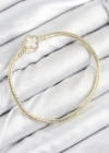 Pirinç Charm Zirkon Taşlı Yonca Model Gold Renk Kadın Bileklik