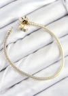 Pirinç Charm Zirkon Taşlı Yonca Model Gold Renk Kadın Bileklik
