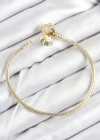 Pirinç Charm Zirkon Taşlı Yonca Model Gold Renk Kadın Bileklik