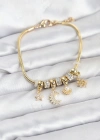 Pirinç Gold Renk Ay Charm Model Charmlı Kadın Bileklik