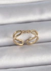 Pirinç Gold Renk Ayarlanabilir Zirkon Taşlı Sarmal Model Kadın Yüzük