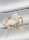 Pirinç Gold Renk Beyaz Gül Model Ayarlanabilir Kadın Yüzük