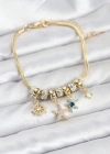 Pirinç Gold Renk Deniz Tema Charmlı Kadın Bileklik