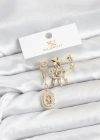 Pirinç Gold Renk Göz ve Kutup Yıldızı Model YSX Trio Küpe Seti